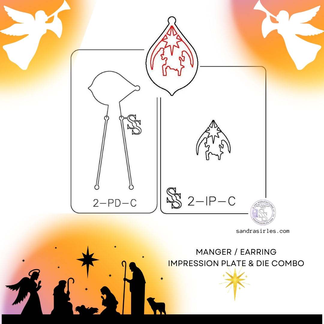 IMPRESSION PLATE & PANCAKE DIE COMBO 2- MANGER/EARRING